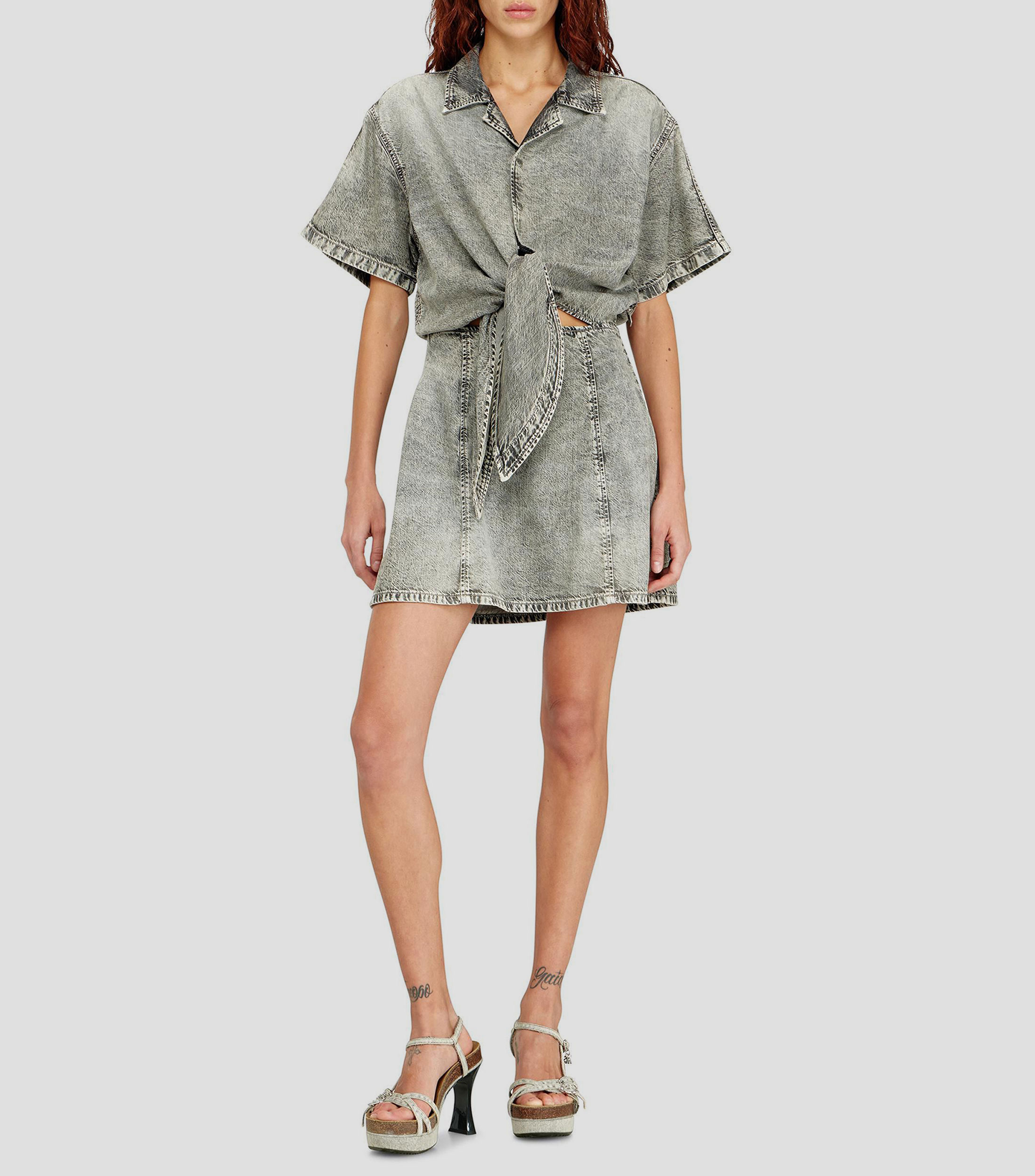 Vestido mini de mezclilla sólido Mujer